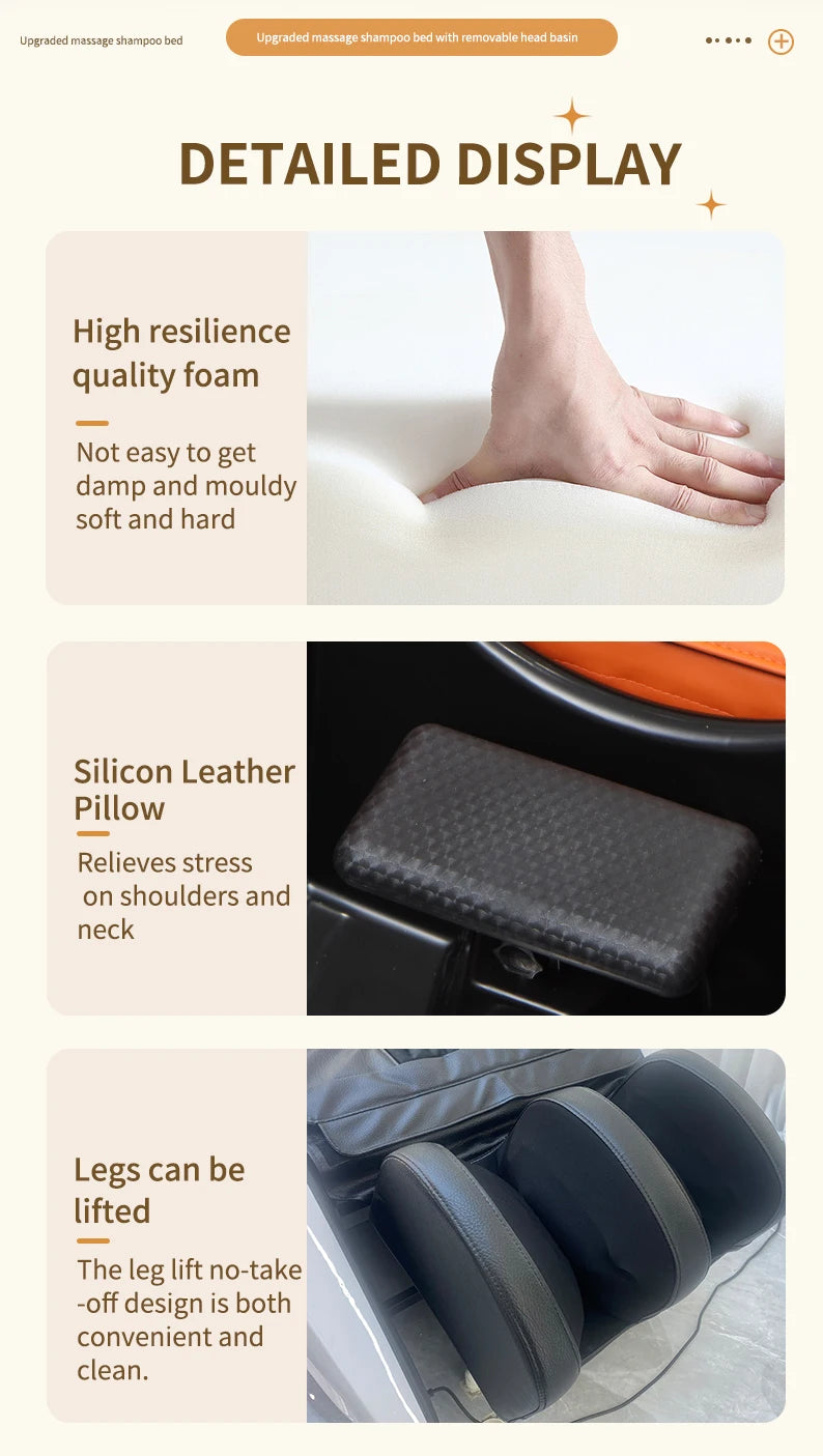 Beauty Salon Hair Washing Chair Electric Massage Table Head Spa Shampoo Bed Equipment Furniture Silla De Salon De Belleza