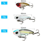 Metall Jig VIB Köder 7g 10g 15g Löffel Spinner Laserlackierung Angelgerät Drillinge Swimbait Pesca Bait Spinnerbait VIBRATION