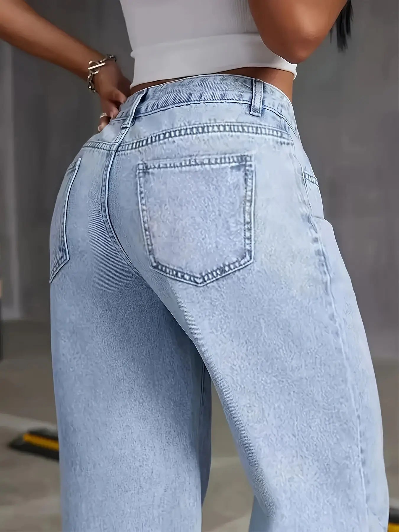 Damenjeans Y2K Kleidung Hellblaue weite Denim-Hose lockere Mode schlicht Stretch vier Jahreszeiten beliebt Freizeit