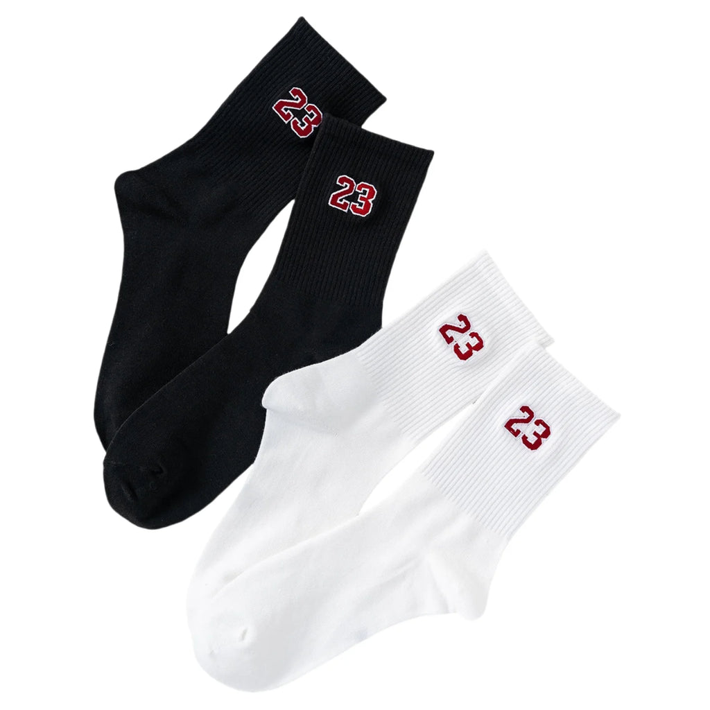 Herren-Crew-Socken, klassisch, Design mit Nummer 23, bequem, atmungsaktiv, feuchtigkeitsableitend