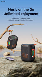 S122 25W Kabelloser Bluetooth-Lautsprecher Outdoor Tragbarer Mini Wasserdichter Lautsprecher mit Licht 6000mAh Akku Bass Boost für Outdoor