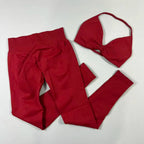 UETEEY Set für Damen, Trägerloser Yoga-BH, Sport-Top, Workout-Leggings-Set, Nahtloses Fitnessstudio-Set, Fitnesskleidung, Outfit, Activewear