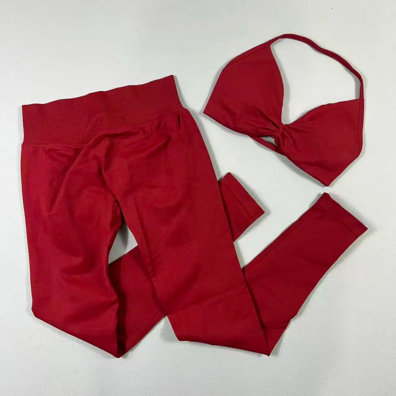 UETEEY Set für Damen, Trägerloser Yoga-BH, Sport-Top, Workout-Leggings-Set, Nahtloses Fitnessstudio-Set, Fitnesskleidung, Outfit, Activewear