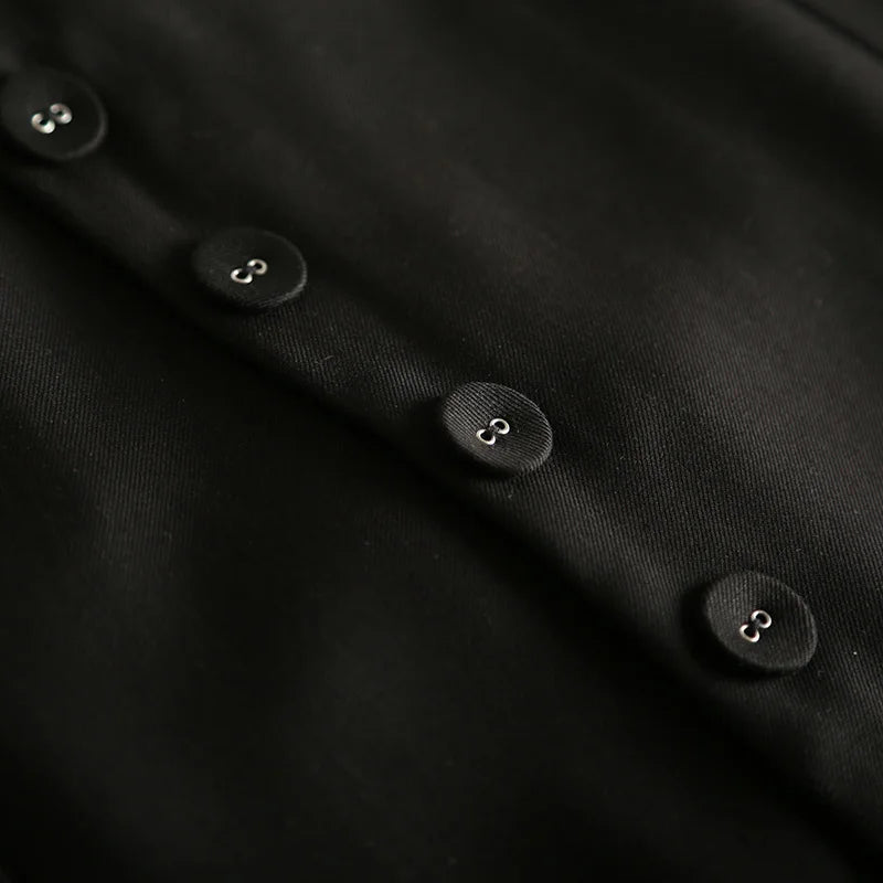 #0709 Frühling Herbst Anzugweste Damen Ärmellose Jacke Kurze Büroweste Mantel Schlanke Einreihige Weste Weiblich Schwarz