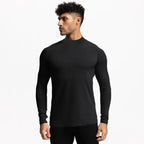 Einfarbige, eng anliegende, schweißabsorbierende, elastische Shirts Fitnessstudio Bodybuilding Fitness Rollkragen-T-Shirts Herren Langarm Schnelltrocknend Herbstkleidung