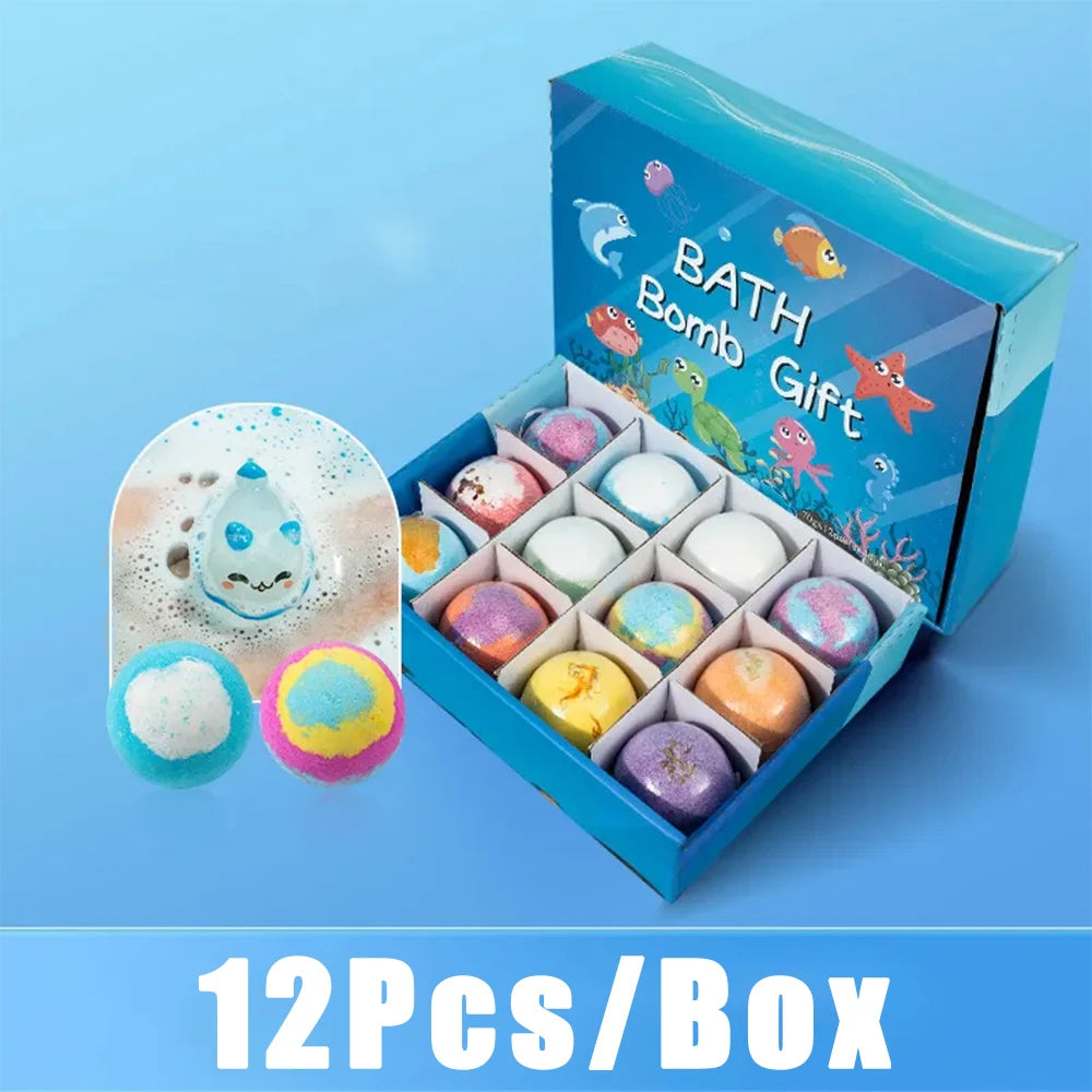 Kinder Ozean Badesalz-Set mit Überraschungsspielzeug im Inneren, 12er-Pack, organische, sichere Badesalzblasen