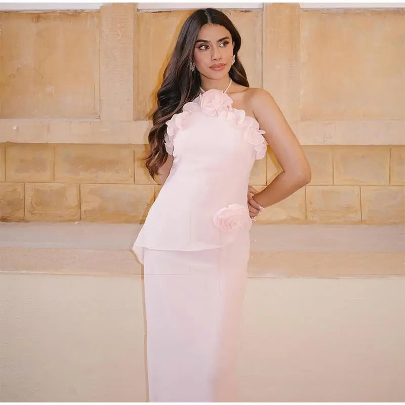 3D bedrucktes Damen-Maxikleid mit Rüschen, Neckholder, ärmelloses, formelles Abendkleid, Sommerhochzeitsgast, Frau, Vestidos 2026