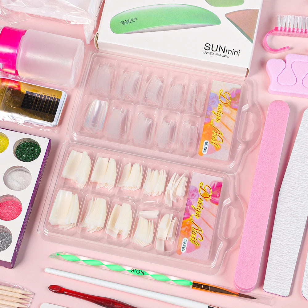 Nagelacrylpulver und Flüssigmonomer Nagelkunstdekoration für Maniküre-Set-Kit Kristall Nagelflitter 3D Nagelspitzen Schnitzwerkzeuge