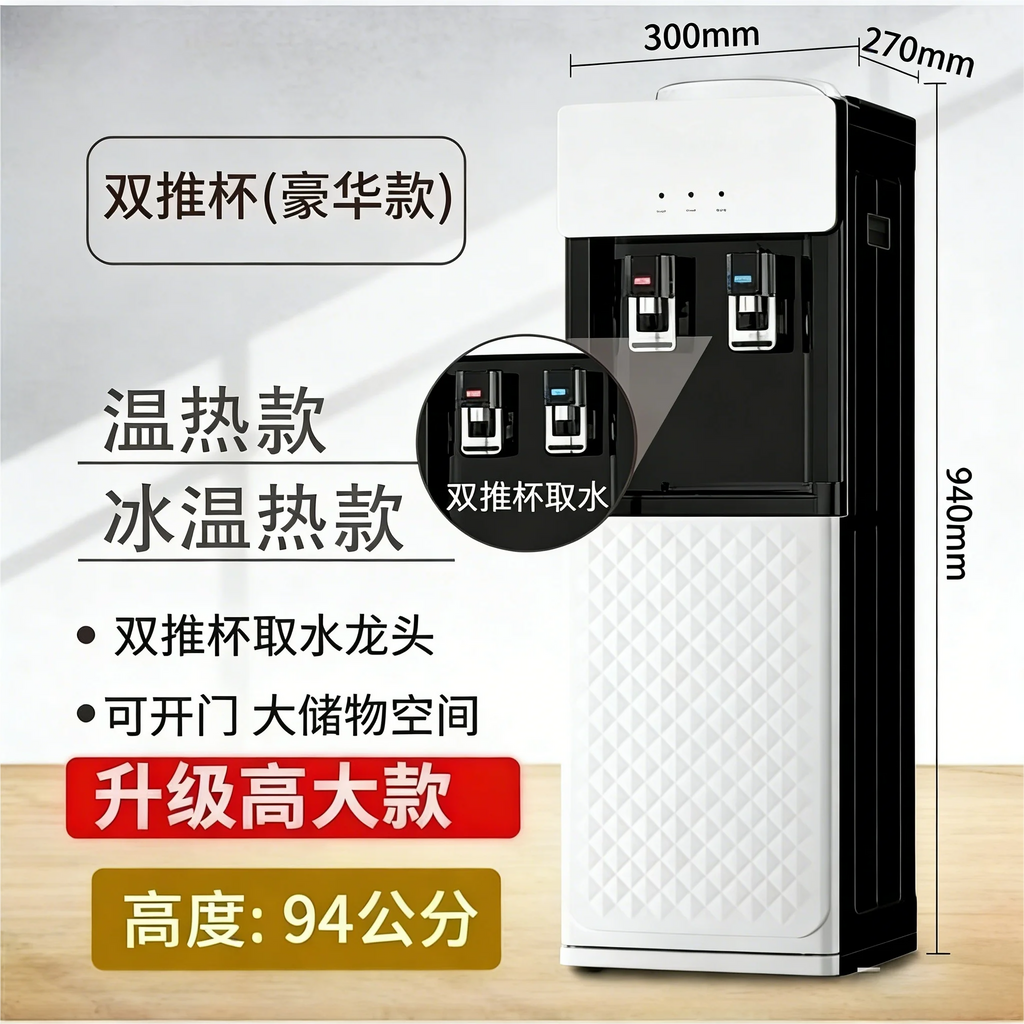 AMOI New - model Household Vertical Automatic Barreled Water Dispenser with Refrigeration and Heating for Office Drinks.