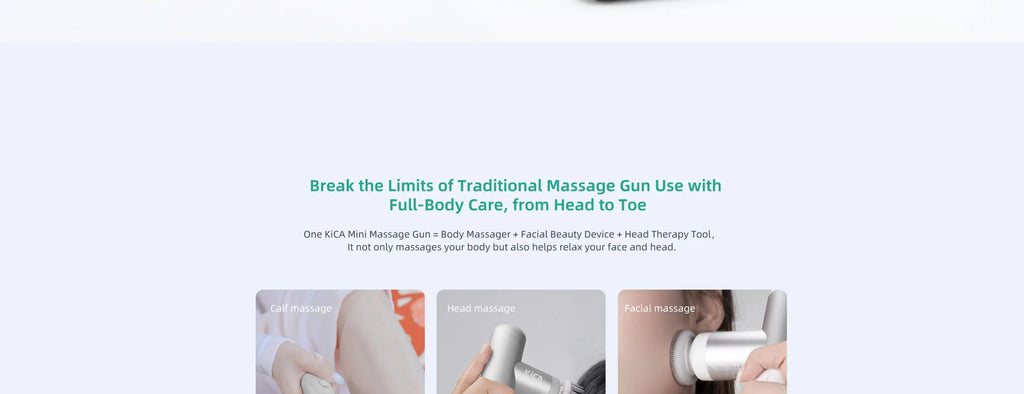 Kica Mini 3 Massagepistole, 3000 U/min stufenlose Geschwindigkeit, 7 kgf Schlagkraft, 4 Köpfe, 255 g leichter Sport-Muskelmassagegerät