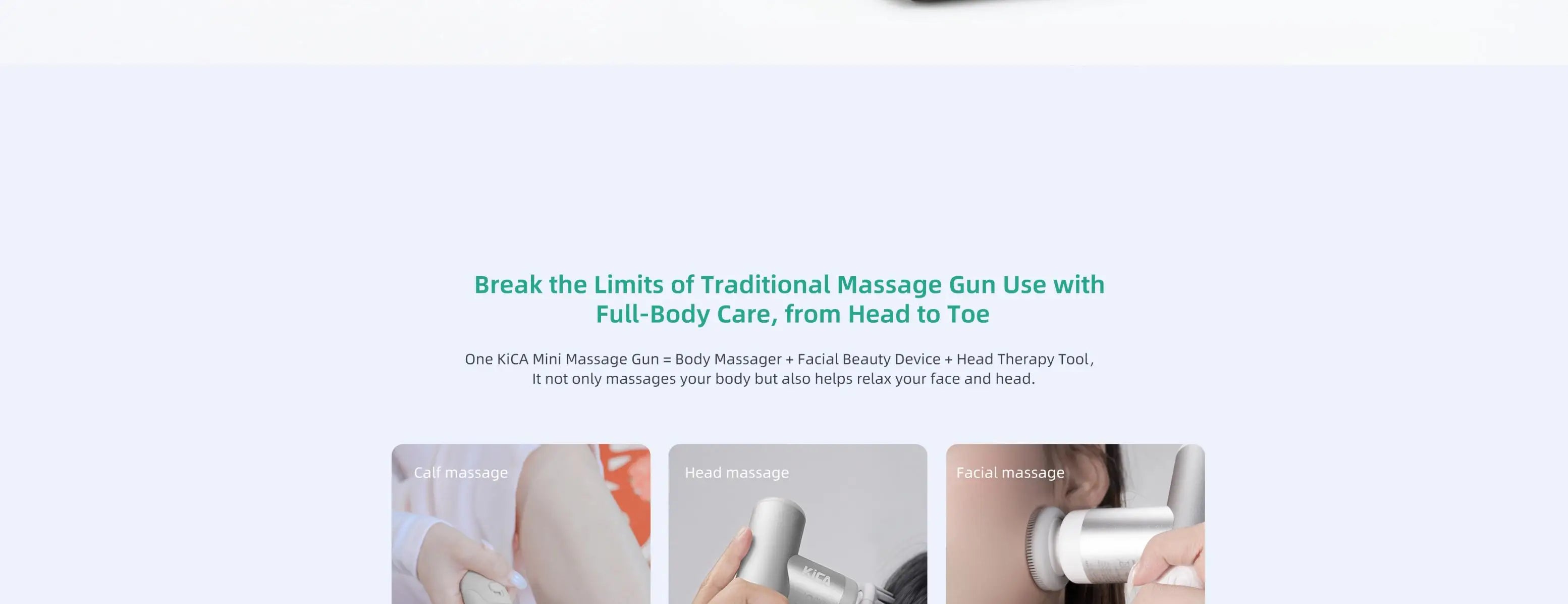 Kica Mini 3 Massagepistole, 3000 U/min stufenlose Geschwindigkeit, 7 kgf Schlagkraft, 4 Köpfe, 255 g leichter Sport-Muskelmassagegerät
