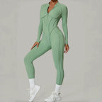 Women's Yoga Jumpsuit Hip Lift Sports Fitness Removable Padding Backless Zipper Leggings One-Piece Running Workout Gym Jumpsuit
