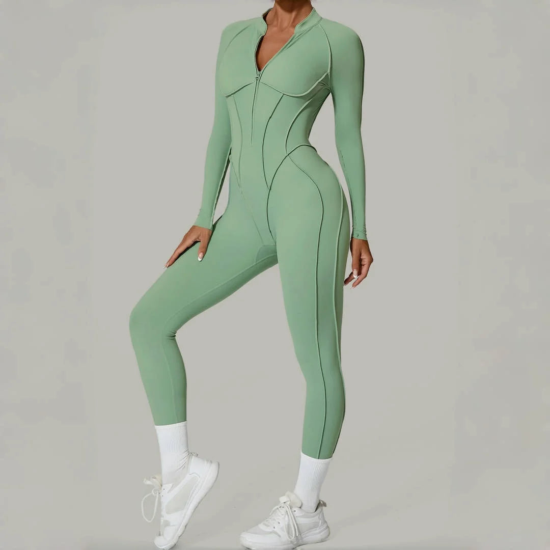 Women's Yoga Jumpsuit Hip Lift Sports Fitness Removable Padding Backless Zipper Leggings One-Piece Running Workout Gym Jumpsuit