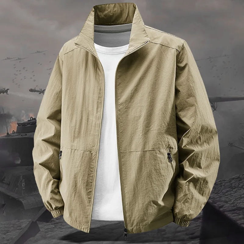 Herren Stehkragenjacke Frühling Atmungsaktiv Leicht Anti-Falten Windjacke Outdoor Sport Freizeit Schnelltrocknende Arbeitsjacken