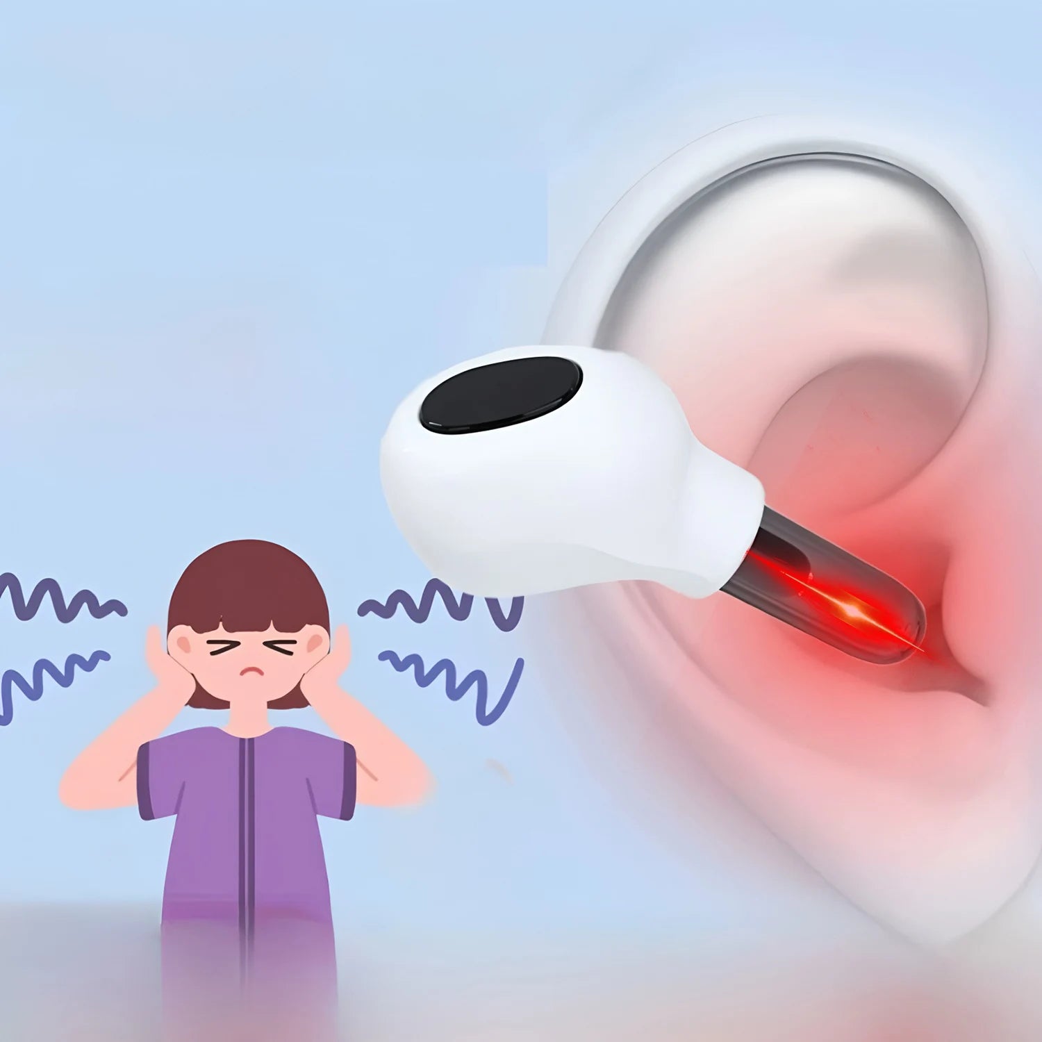 1 Stück schmerzfreies 650nm Rotlicht-Otologie-Lasertherapiegerät – Ohrenpflegeinstrument bei Tinnitus, Mittelohrentzündung & Taubheit Hauptbild