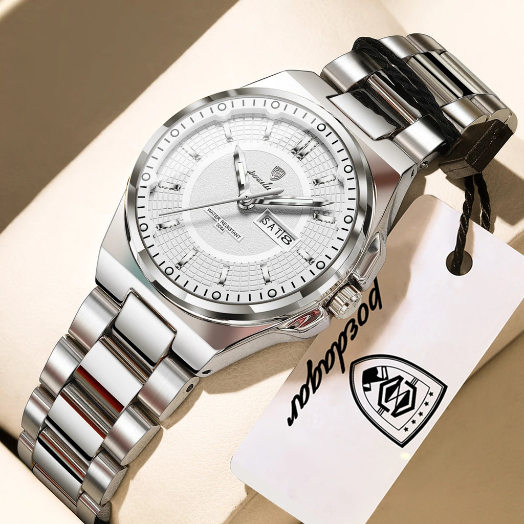 POEDAGAR Fashion Damen-Armbanduhr, Top Elegant, Woche, Datum, Damen-Uhr, Quarz, Edelstahl, Leuchtend, Wasserdicht, Damenuhren, Reloj
