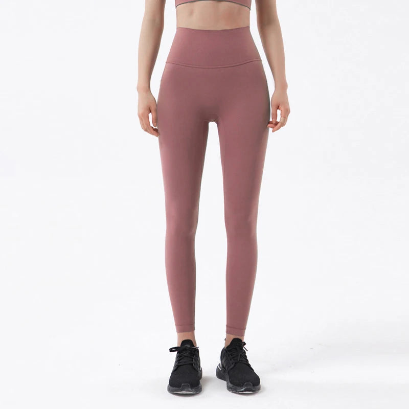 SOISOU Nylon Yogahosen Gym Leggings Damen Mädchen Fitness Weiche Strumpfhosen Hohe Taille Elastisch Atmungsaktiv Keine T-Linie Sporthosen