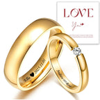 Personalisierte Paarringe als Geschenk mit Karte für Frauen und Männer, PVD-vergoldete Namensringe, Liebesschmuck, Eheringe, individuelle Namensringe, Hochzeitsgeschenke