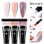 LILYCUTE 15ml Verlängerungsgel-Nagellack-Set Quick Nail Prolong mit Verlängerungsform-Nagelspitzen Acryl-Lösung Maniküre-Werkzeug-Kit