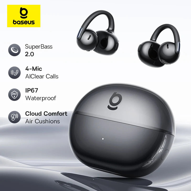 Baseus Bowie MC2 AIR Clip-on TWS Earbuds Ear Clips Wireless Earphones Bluetooth 6.0   Open earrings 4 Mic ENC Sports Headphone Hauptbild