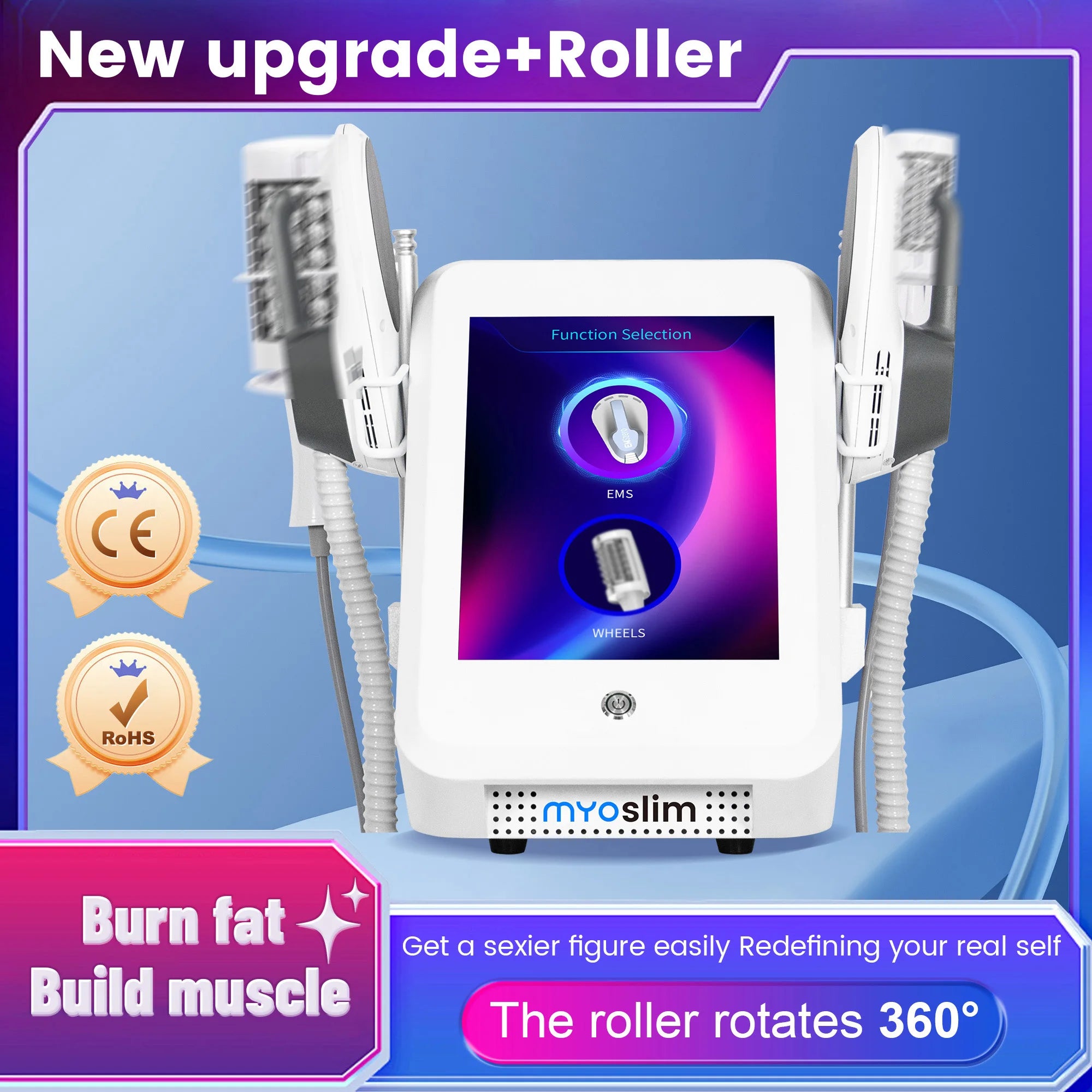 Neues Myoslim Desktop RF Körperformungsgerät Pro Rollenmassage Magnetische Schlankheits-EMS Fettreduzierung Gewichtsverlust Weißes Gerät
