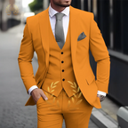 Herren Khaki 3-teiliger Anzug Klassischer spitzer Revers Business Formal Hochzeit Bräutigam Slim Fit Eleganter Gentleman-Stil Mode Blazer