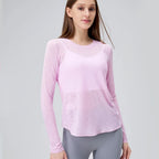 Yogaanzug Damen Langarmshirts Schöne Rücken Sportanzug Tops Schmale Lose Bluse Pilates Fitness Gym Anzug Laufbekleidung