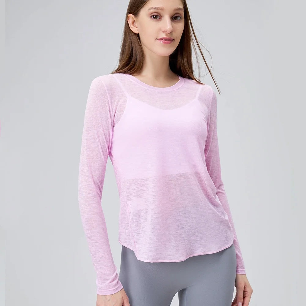 Yogaanzug Damen Langarmshirts Schöne Rücken Sportanzug Tops Schmale Lose Bluse Pilates Fitness Gym Anzug Laufbekleidung