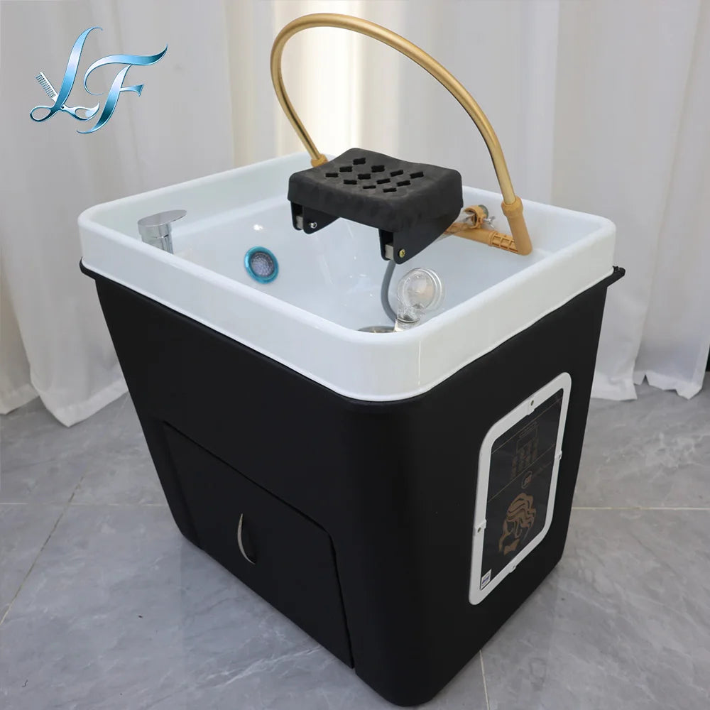 Friseurwaschbecken mit Keramikwaschbecken, Kopfhaut-Spa-Begasungsstation, moderne Badezimmer-Spa-Möbel