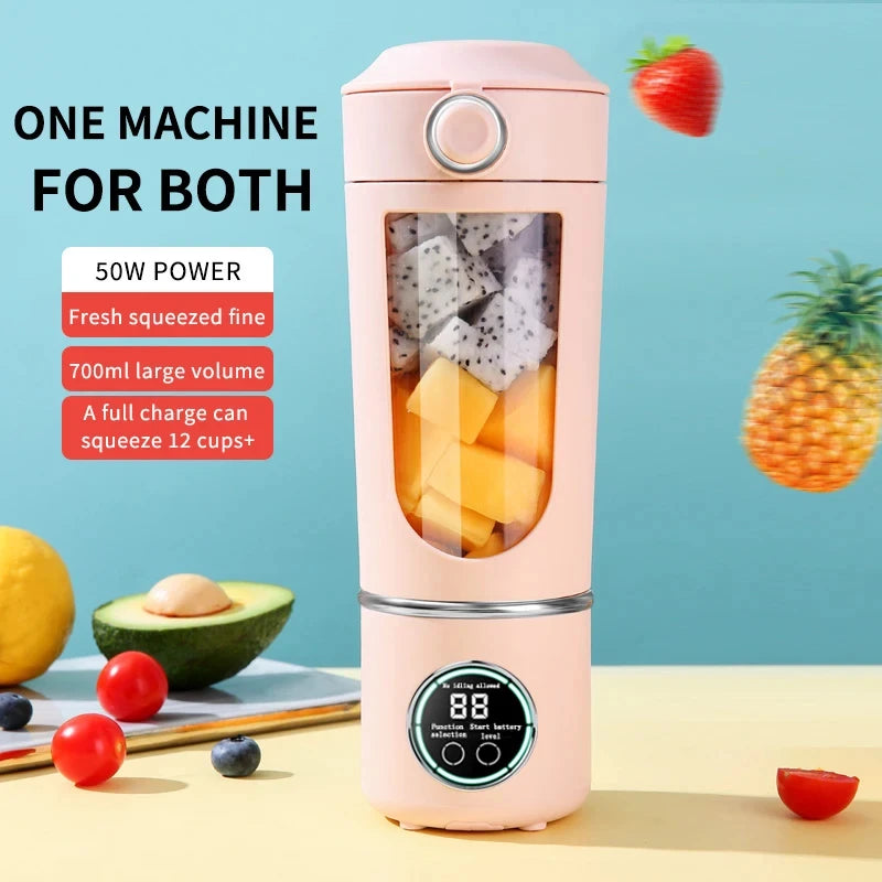 Neuer tragbarer Saftmixer für Shakes Smoothie 700ML Robuster Entsafter Stahlklingen 2-in-1 Mixer Flasche Smoothie tragbar