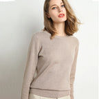 Damen Slim O-Neck Pullover Kaschmir-Wollmischung Pullover Herbst Und Winter Langarm Strick Unterhemd Große Größe 2024