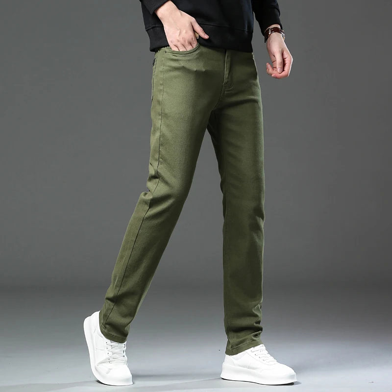 2026 98 % Baumwolle Elastische Baumwolljeans Herren Frühling Slim Straight Denim Hose Komfort Große Größe Koreanische Business Casual Hose