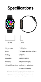 2025 Neue Sport Smartwatch Herren Full Touchscreen Herzfrequenz Bluetooth Anruf 1,9 Zoll KI-Sprache IP68 Wasserdichte Smartwatch Damen