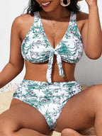 2026 Große Größen Bikinis Bedruckter Bowknot Badeanzug Damen Hohe Taille Bademode Weibliche Badegäste Badebekleidung Schwimmanzug