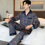 Hochwertiger Pyjama-Anzug Herren Sommer Kurzarm Shorts Eisseide Nachtwäsche Herren Sommer Große Größe Einfaches Freizeit-Loungewear-Set