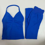 2-teiliges Set Yoga Leggings Set Damen Rückenfreie Tank Tops Hohe Taille Scrunch Gym Anzug Fitness Kleidung Outfit Yoga Set