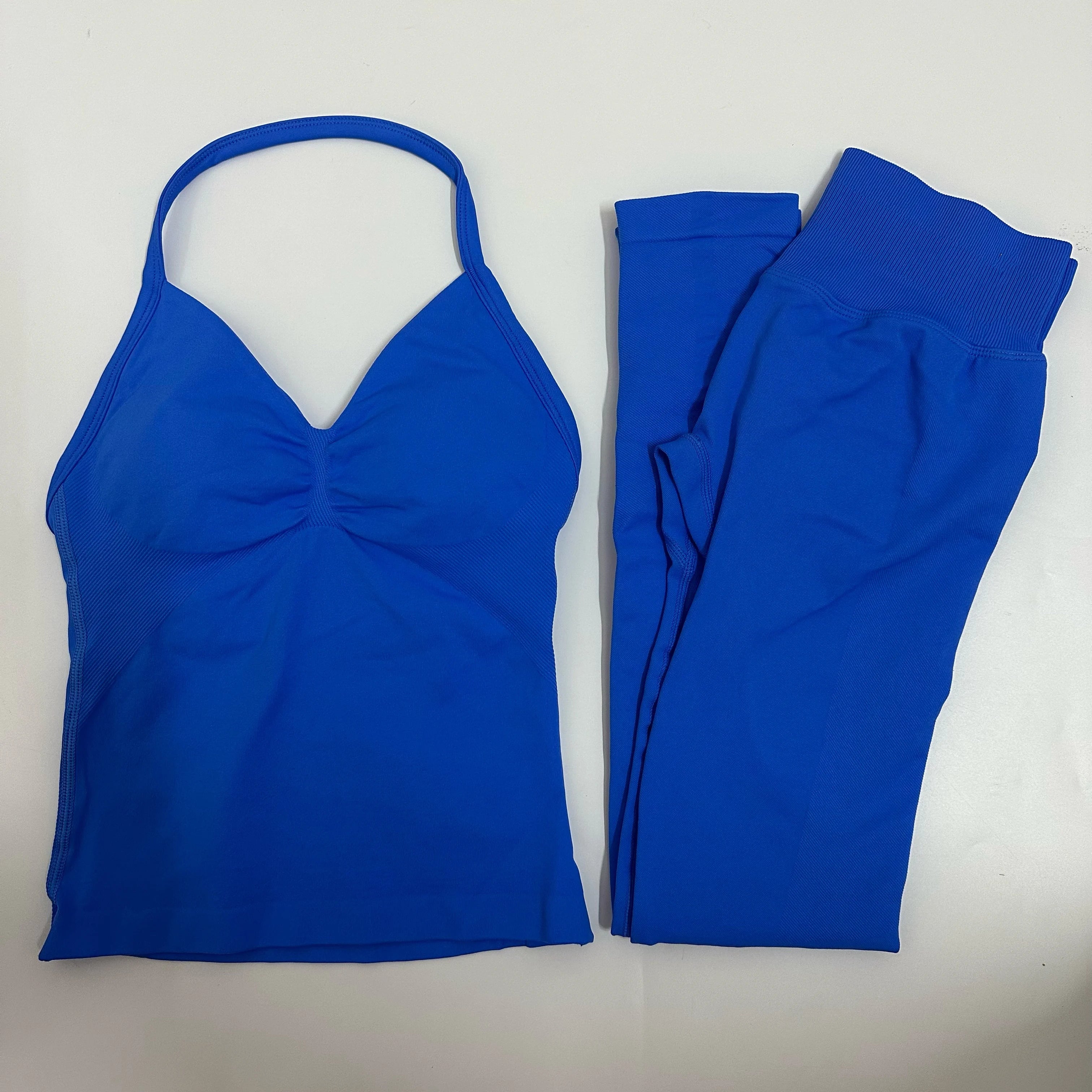 2-teiliges Set Yoga Leggings Set Damen Rückenfreie Tank Tops Hohe Taille Scrunch Gym Anzug Fitness Kleidung Outfit Yoga Set