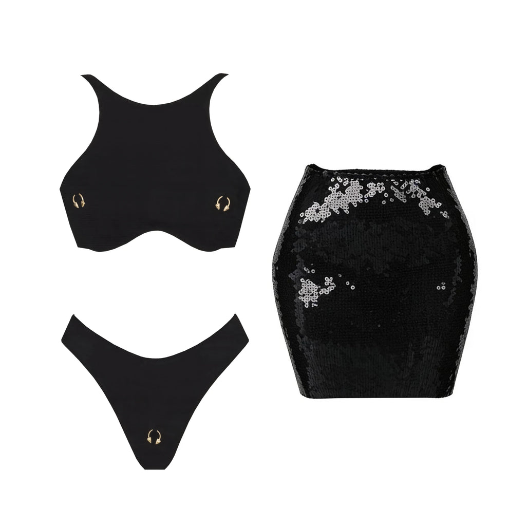2026 2tlg. sexy Damen-Badeanzug, einteilig, weibliche Bademode, unifarben, Biquini, hoch geschnitten, Monokini, Push-Up-Badeanzüge, Strandmode