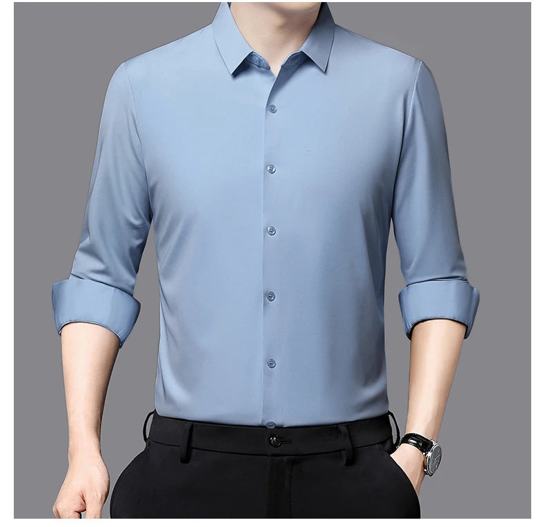 Premium Herren Ultra-Stretch Hemd – Hochwertiges seidiges Business Hemd mit langen Ärmeln für den Business- und Freizeitbereich