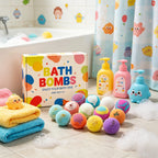 12er Kinder-Badebomben-Set mit Überraschungsspielzeug im Inneren, natürliche, organische Schaumbäder, Fizzies-Kugeln, Geschenk für Kinder, Feiertagsgeschenkset
