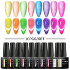 10/12PCS/SET Katze Magnetisches Gel Nagellack Set 9D Reflektierendes Glitzer Gel Halbpermanentes UV Gel Soak Off Funkelndes Nagelkunst Kits