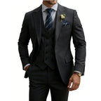 Herren 3-teiliger Slim Fit Anzug für Herren Zweireiher Hochzeits- Abschlussballanzug Formeller Business-Dinner-Smoking