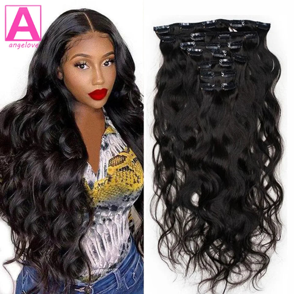 Clip In Echthaar Extensions Brasilianisches Body Wave Clip In 8 Teile/Set Natur Schwarz Farbe Clip Ins Remy Haar 8-26 Zoll 120G