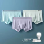 MIIOW 3er-Pack Ice Silk Herrenunterwäsche Boxer Metallfaser Antistatisch Herrenunterhosen Nahtloser Schnitt Saum Herren Slips Boxershorts Trunks