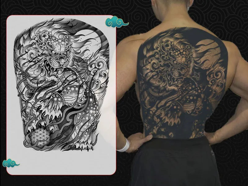 Magic Juice Tinte Wasserdichte Tattoo Aufkleber Große Größe Kräutersaft Temporäre Tattoos Männer Body Art Drache Tiger