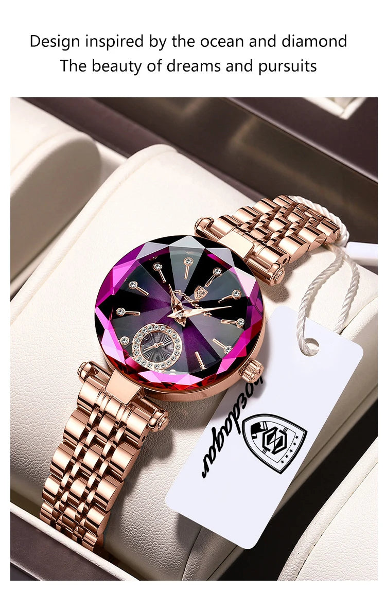POEDAGAR Luxusuhr für Damen, wasserdicht, lässige Quarzuhr für Damen, hochwertige elegante Damenuhren, Damenuhr Reloj+Box