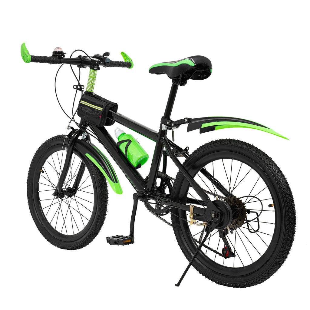 20 Zoll Mountainbike 7 Gänge, Verstellbarer Sattel Kinderfahrrad mit Schutzblechen und Flaschenhalter für Jungen und Mädchen 8-13 Jahre