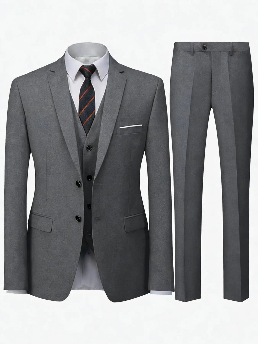 Herren burgunderroter 2-teiliger Anzug (nur Sakko + Hose, keine Weste enthalten), Slim Fit Formaler Business Hochzeits-Party Blazer & Hose