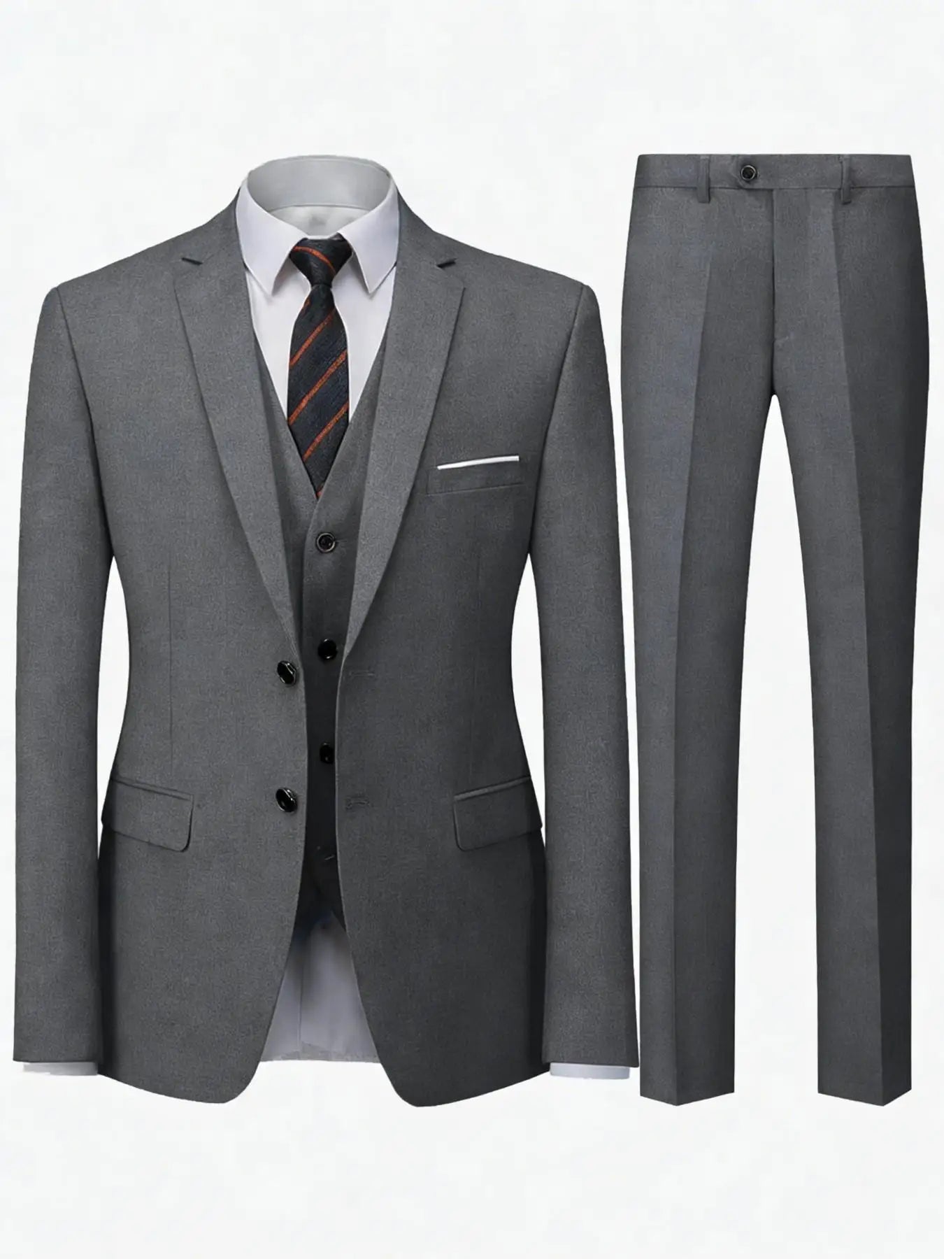 Herren burgunderroter 2-teiliger Anzug (nur Sakko + Hose, keine Weste enthalten), Slim Fit Formaler Business Hochzeits-Party Blazer & Hose