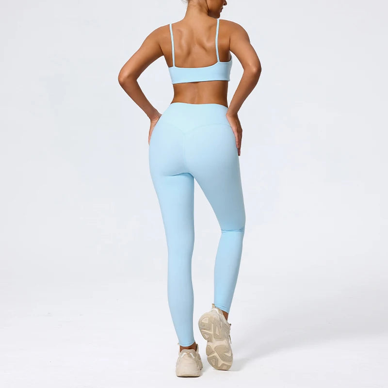Hearuisavy Sommer Superweiches 2-teiliges Damen-Sportshorts-Set atmungsaktives Fitness-Yoga-BH Freizeit-Push-Up-Workout-Crop-Top